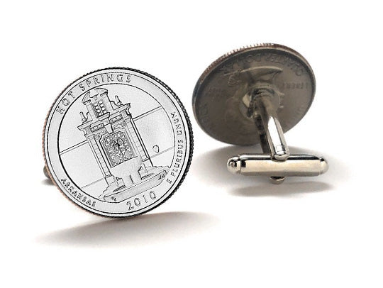Hot Springs National Park Coin Cufflinks Uncirculated U.S. Quarter 2010 Cuff Links