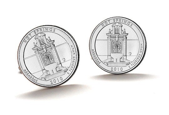 Hot Springs National Park Coin Cufflinks Uncirculated U.S. Quarter 2010 Cuff Links