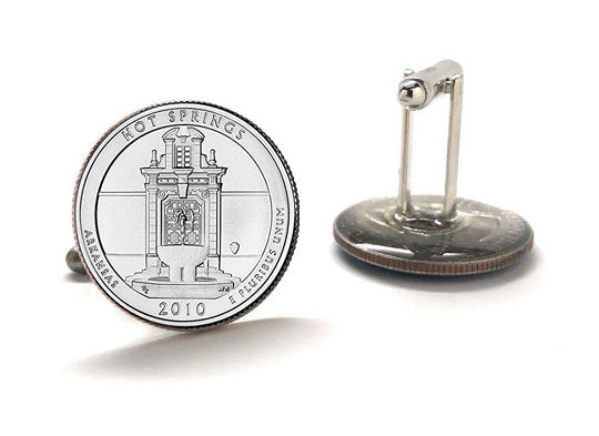 Hot Springs National Park Coin Cufflinks Uncirculated U.S. Quarter 2010 Cuff Links