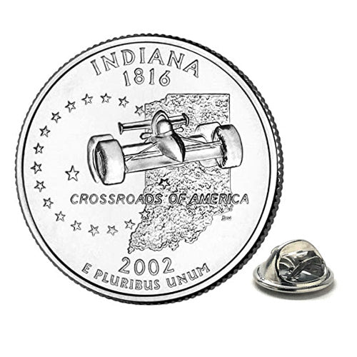 Indiana State Quarter Coin Lapel Pin Uncirculated U.S. Quarter 2002 Tie Pin