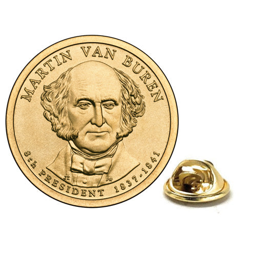 Martin Van Buren Presidential Dollar Lapel Pin | Uncirculated Gold Dollar Coin Collectible Enamel Pin