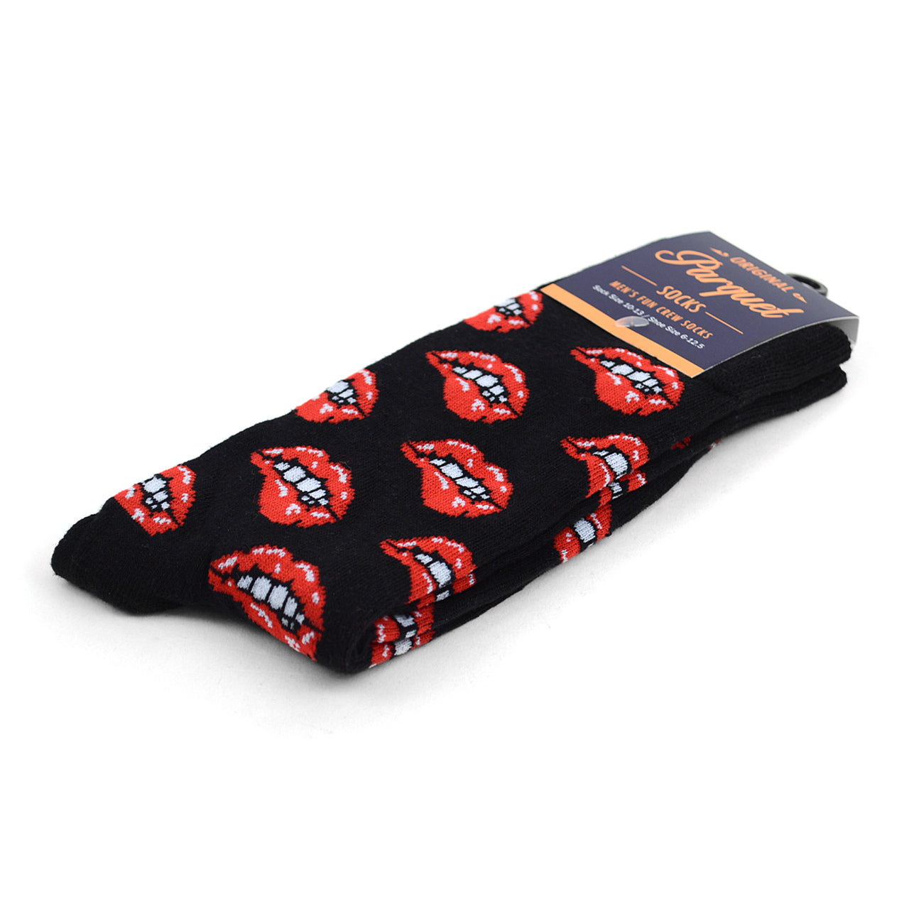 Hot Lips Socks Sexy Lip Bite Funny Socks Fun Crazy Kissing Love Crew Socks Party All Night Bring it Home Socks