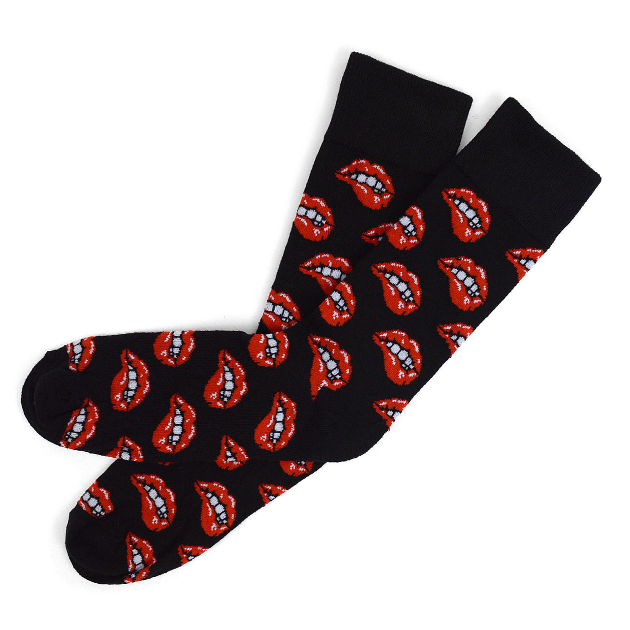 Hot Lips Socks Sexy Lip Bite Funny Socks Fun Crazy Kissing Love Crew Socks Party All Night Bring it Home Socks