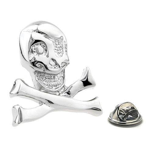 Dead Man Skull Pin Silver Rhodium Platting Enamel Pin Skull and Cross Bones Pin Pirate Cosplay Pirates Pin Silver Pin
