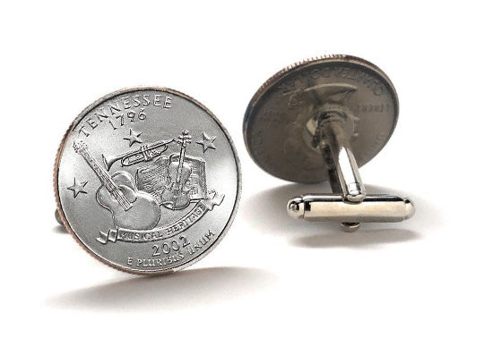 Tennessee State Quarter Coin Cufflinks Uncirculated U.S. Quarter 2002 Cuff Links Enamel Backing Cufflinks