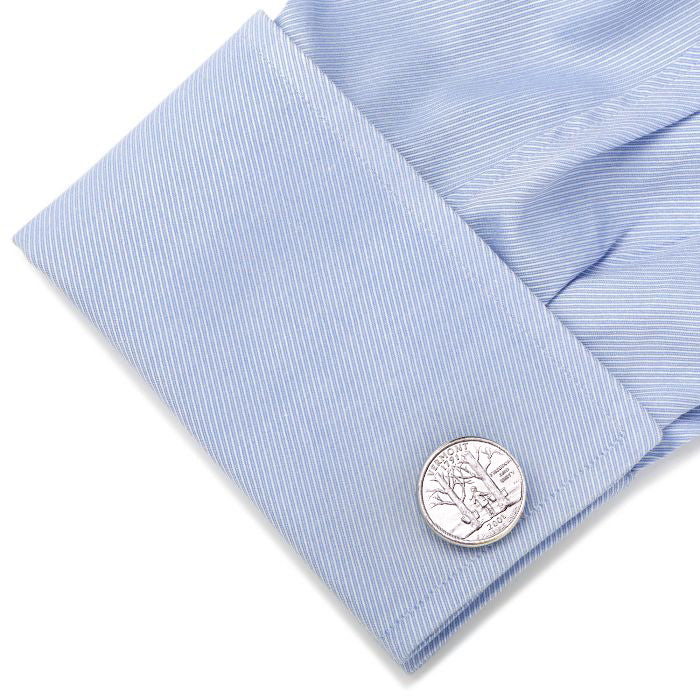 Vermont State Quarter Coin Cufflinks Uncirculated U.S. Quarter 2001 Cuff Links Enamel Backing Cufflinks
