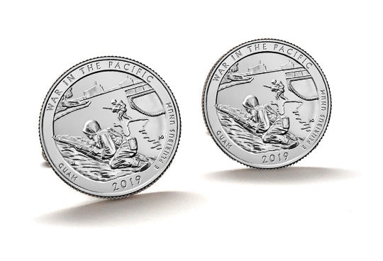 War in the Pacific World War II Coin Cufflinks