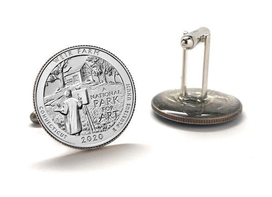 Weir Farm National Historic Site Coin Cufflinks Uncirculated U.S. Quarter 2020 Cuff Links Enamel Backing Cufflinks