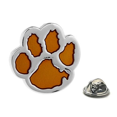 Paw Tracks Lapel Pin Silver Rhodium Brown Enamel Pin Bear Paw Pin Dog Paw Pin Lanyard Pin Backpack Pin Animal Tracks Pin