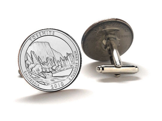 Yosemite National Park Coin Cufflinks Uncirculated U.S. Quarter 2010 Cuff Links Enamel Backing Cufflinks