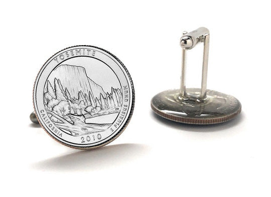 Yosemite National Park Coin Cufflinks Uncirculated U.S. Quarter 2010 Cuff Links Enamel Backing Cufflinks