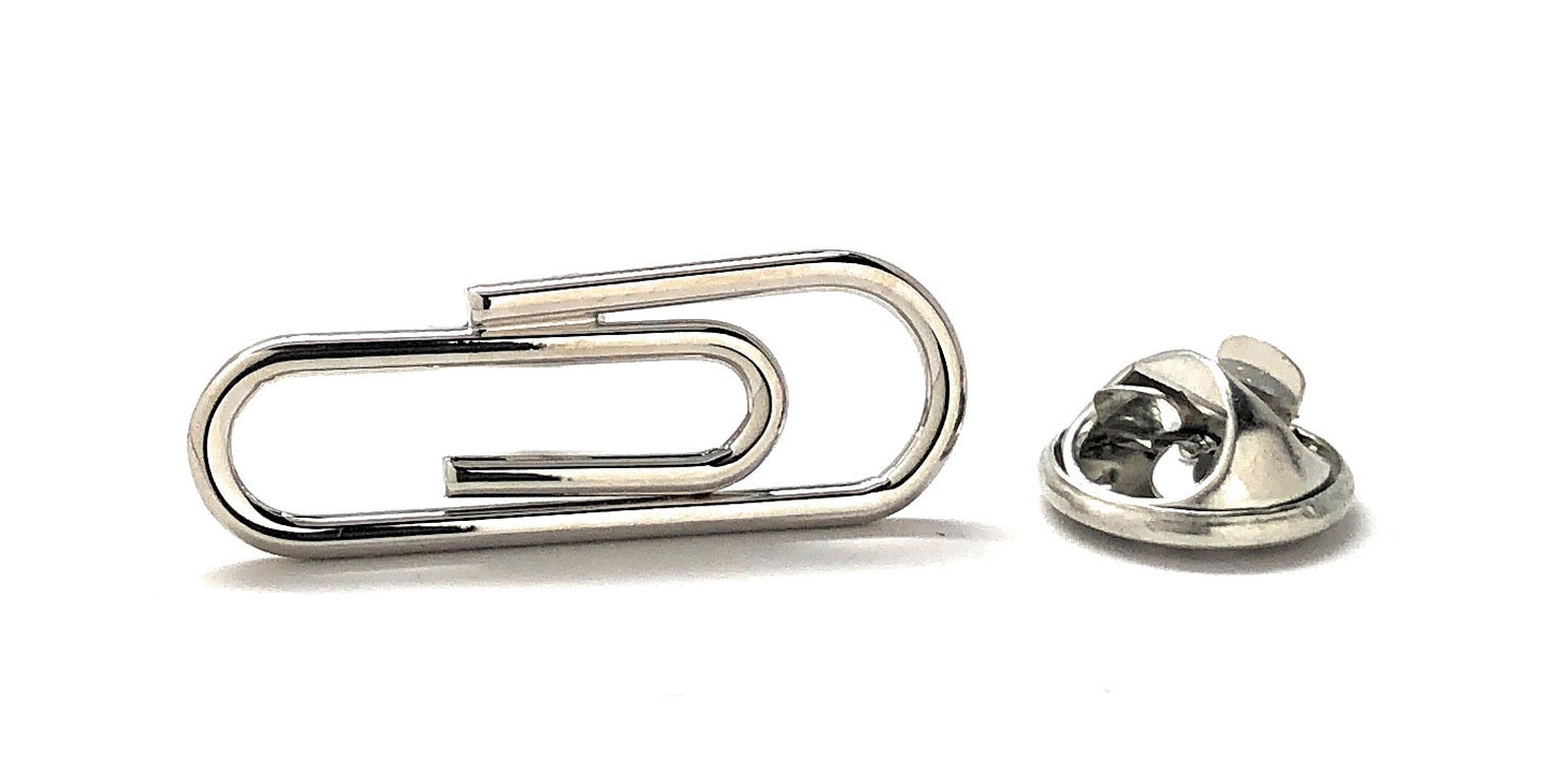 Silver Paper Clip Lapel Pin