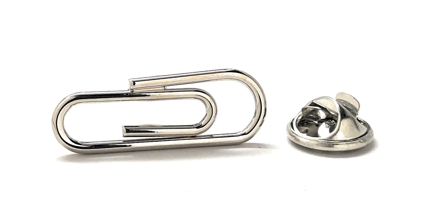 Silver Paper Clip Lapel Pin
