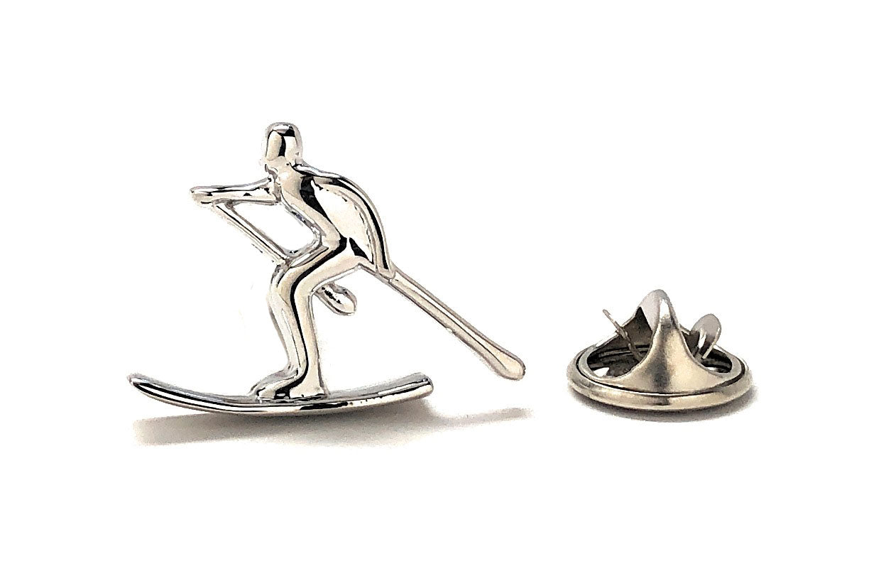 Ski lapel Pin Silver