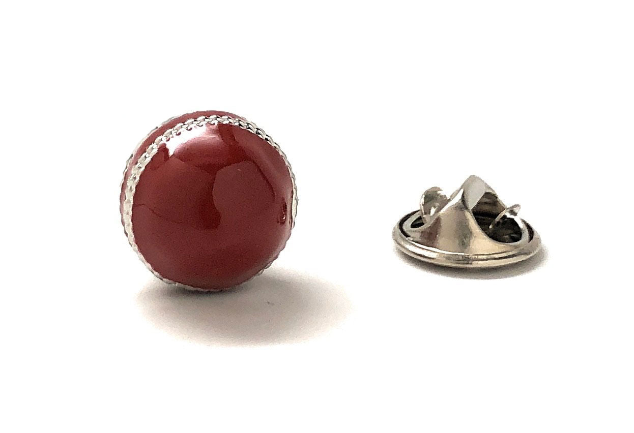 Red Enamel Cricket Ball lapel Pin