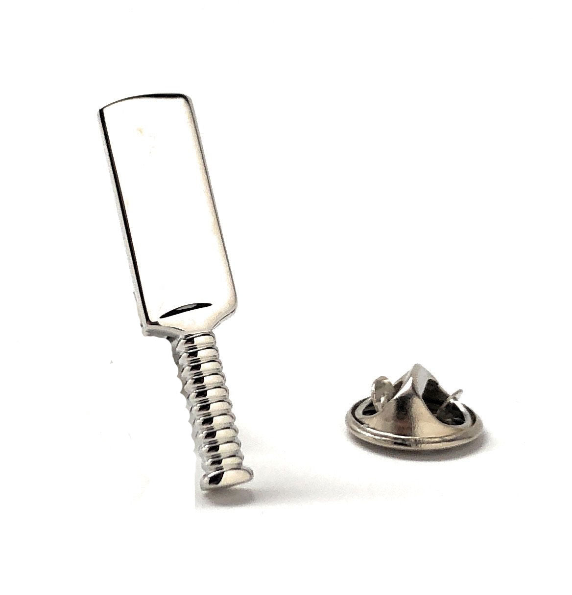 Silver Cricket Bat lapel Pin