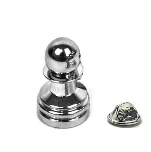 silver pawn chess lapel pin