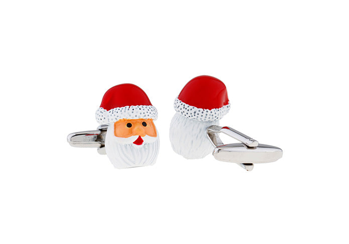 Santa Claus Cufflinks Christmas Time Red Enamel with White Trim Gifts Holiday Christmas Cuff Links