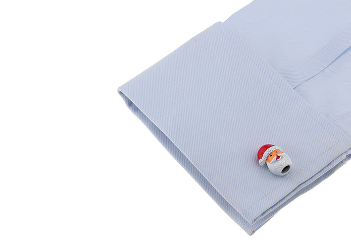 Santa Claus Cufflinks Christmas Time Red Enamel with White Trim Gifts Holiday Christmas Cuff Links