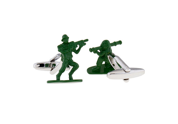Army Men Cufflinks Plastic Soldier Green Enamel Cuff Links 3D Army Men Toy Soldier Great Detailed Army Dad Army Boyfriend