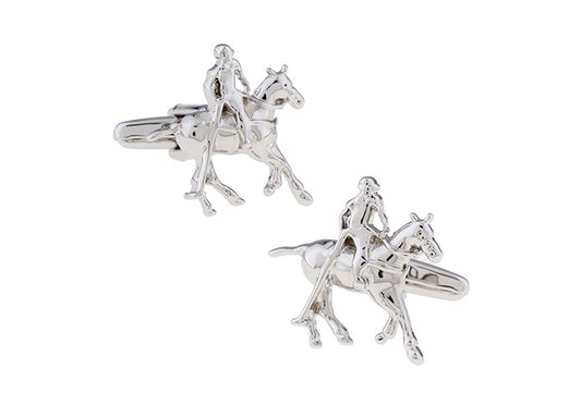 Polo Cufflinks Horse Jockey Cufflinks Silver Rhodium Platted Lucky Horses Cuff Links Horse Equestrian Silver Lucky Horse