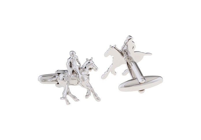 Polo Cufflinks Horse Jockey Cufflinks Silver Rhodium Platted Lucky Horses Cuff Links Horse Equestrian Silver Lucky Horse