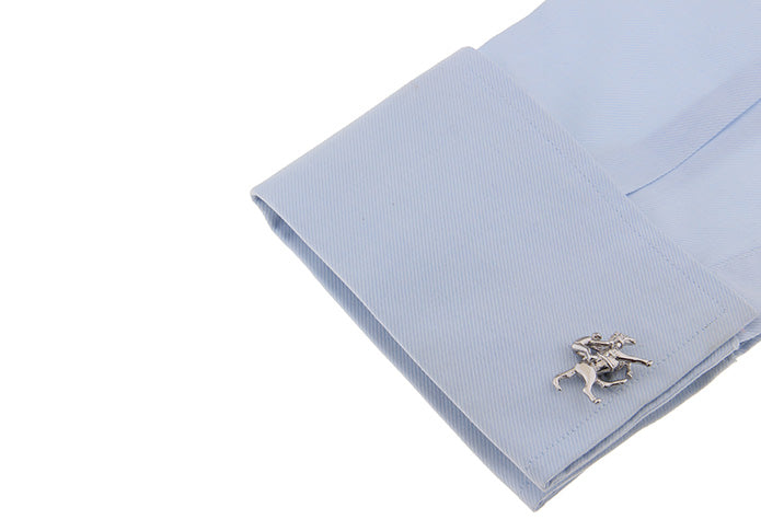 Polo Cufflinks Horse Jockey Cufflinks Silver Rhodium Platted Lucky Horses Cuff Links Horse Equestrian Silver Lucky Horse