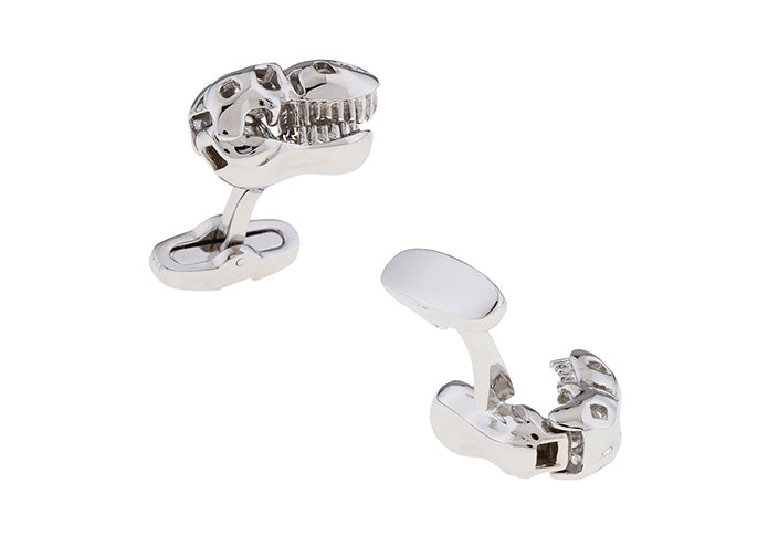 T Rex Cufflinks Silver Dinosaur Moving Jaw Cuff Links Tyrannosaurus Rex 3D Highly Detailed Whale Tail Backing
