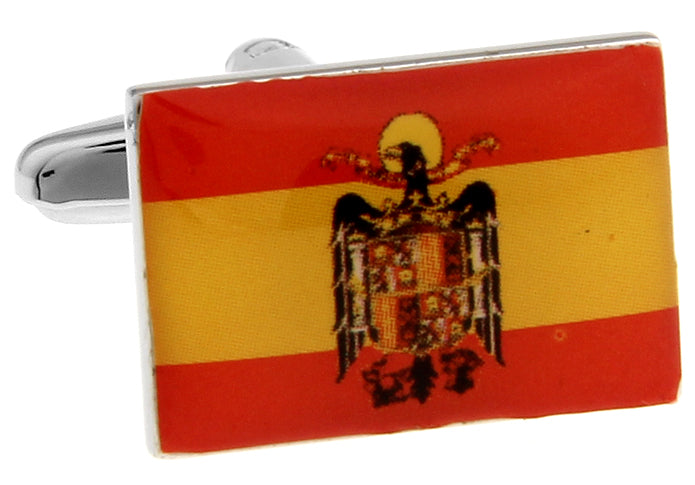 Spain Flag Cufflinks National Pride Design Bullet Backing The National Flag Of Spain Cuff Links Spain Flag