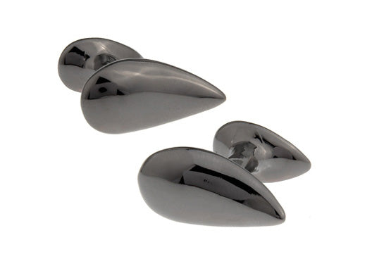 Teardrop Cufflinks Gunmetal Finish Aerodynamic Straight Solid Post Design Looks they Could Fly Cuff Links