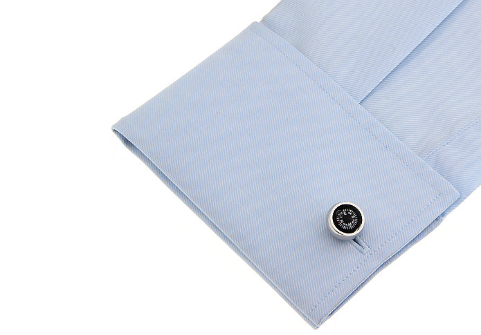 Compass Jewelry Working Compass Cufflinks Silver Trim Functioning Direction Finder Cuff Links True North Guiding Force