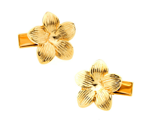 Hawaiian Golden Hibiscus Cufflinks Gold Lucky Hawaii Tropical Flower Wedding Groomsmen Cuff Links Groomsmen Cufflinks