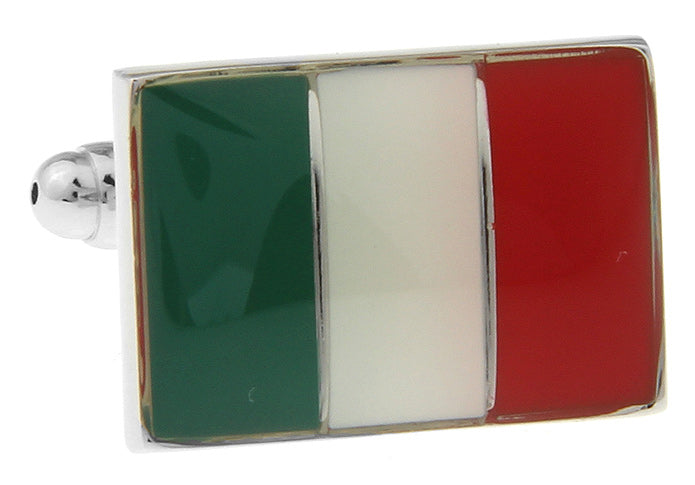 Italy Flag Cufflinks Silver Bullet Backing The National Flag Of Italy Cuff Links Italian Flag
