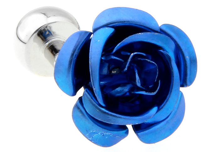 Rose Cufflinks 3D Design Blue Flower Cuff Links Rose Detailed Wedding Cufflinks Prom Dance Floral Power