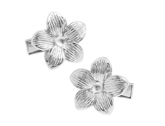 Hawaiian Silver Hibiscus Cufflinks Silver Lucky Hawaii Tropical Flower Wedding Groomsmen Cuff Links Groomsmen Cufflinks