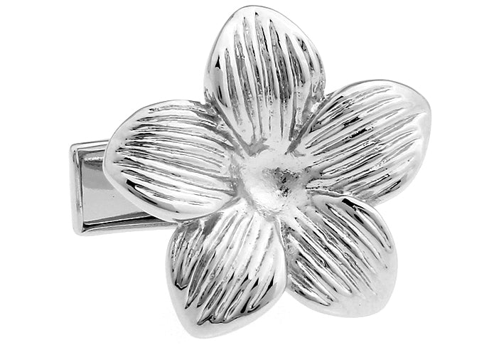 Hawaiian Silver Hibiscus Cufflinks Silver Lucky Hawaii Tropical Flower Wedding Groomsmen Cuff Links Groomsmen Cufflinks