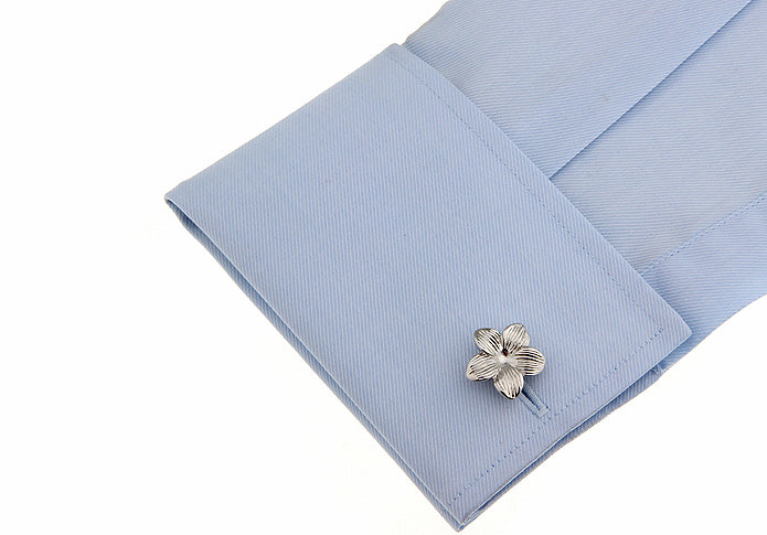 Hawaiian Silver Hibiscus Cufflinks Silver Lucky Hawaii Tropical Flower Wedding Groomsmen Cuff Links Groomsmen Cufflinks