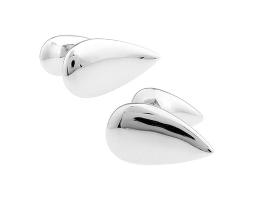 Teardrop Cufflinks Silver Finish Aerodynamic Straight Solid Post Design Looks they Could Fly Cuff Links