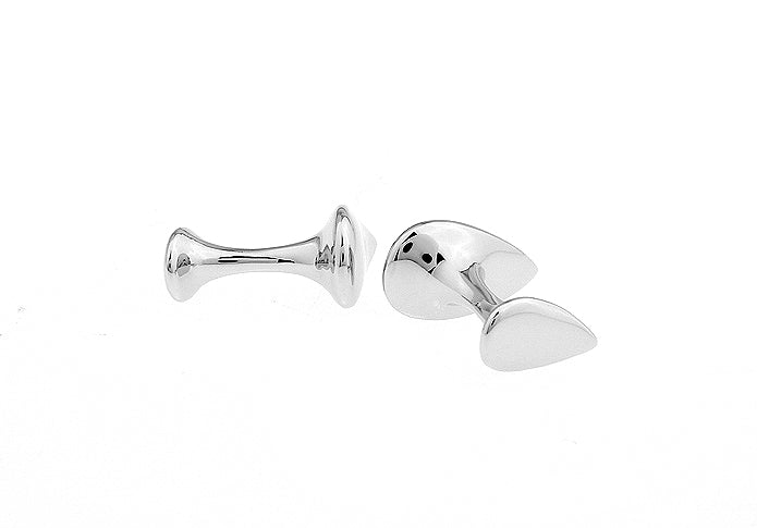 Teardrop Cufflinks Silver Finish Aerodynamic Straight Solid Post Design Looks they Could Fly Cuff Links