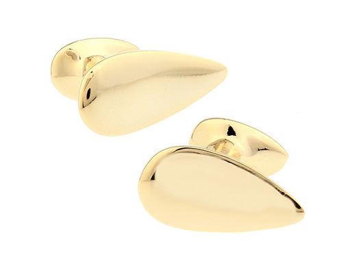 Teardrop Cufflinks Gold Finish Aerodynamic Straight Solid Post Design Looks they Could Fly Cuff Links