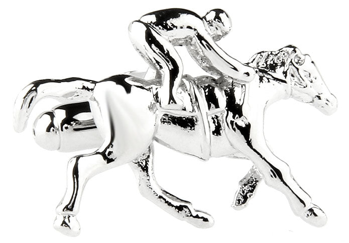 Horse Jockey Cufflinks Silver Rhodium Platted Lucky Horses Cuff Links Horse Equestrian Silver Lucky Horse