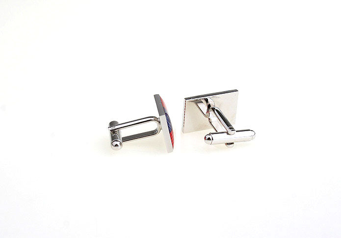 American Flag Cufflinks Stars and Stripes Cuff Links Silver Rhodium Finish with Red White Blue Enamel Proud to be an American US Flag Cuffs