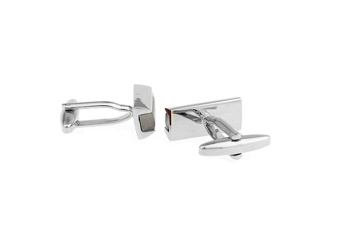 JayPins Burgundy Glass Bar Cufflinks – rectangular silver cufflinks with deep burgundy glass inlay, designed for modern formalwear and luxury men’s fashion.