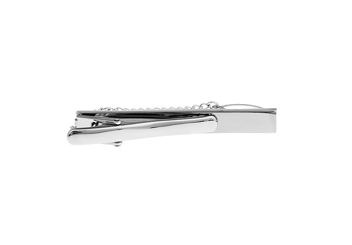 Three Big Rose Crystals Tie Clip Silver Rhodium Platting Silver Three Pink Marching Crystals Tie Bar Wedding Tie Clip with Button Chain