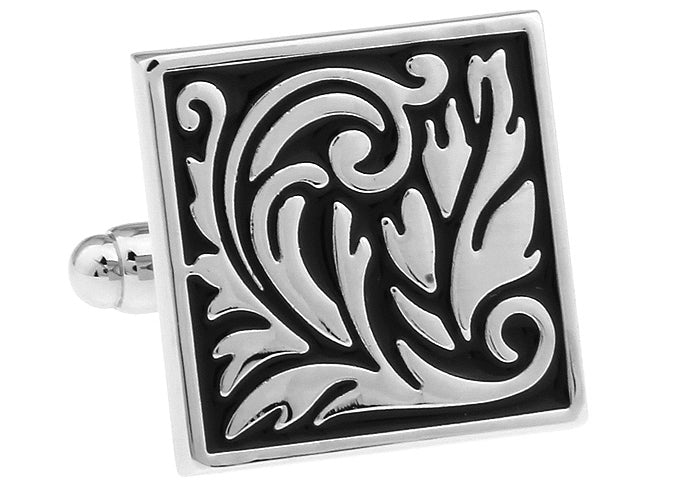 Silver Maple Leaf Cufflinks Black Enamel Design Highly Detailed Cuff Links Canada Maple Leaf Silver Cufflinks