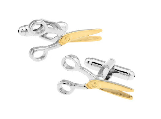 Hairdresser Cufflinks Scissors Cufflinks Silver and Gold Cutting Hair Stylist Jewelry Cuff Links Beautician Jewelry