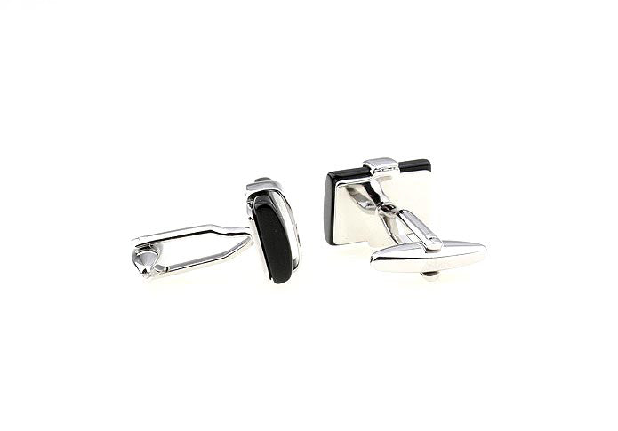 Cufflinks Montana Slip Stone Black Agate Silver Bands Cuff Links Power Cuff Links