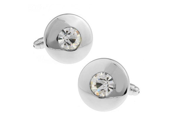 Shiny Band Cufflinks Diamond Cut Clear Swiss Crystals Silver Designer Clear Crystal Sparkle Big Crystal Statement Cufflinks