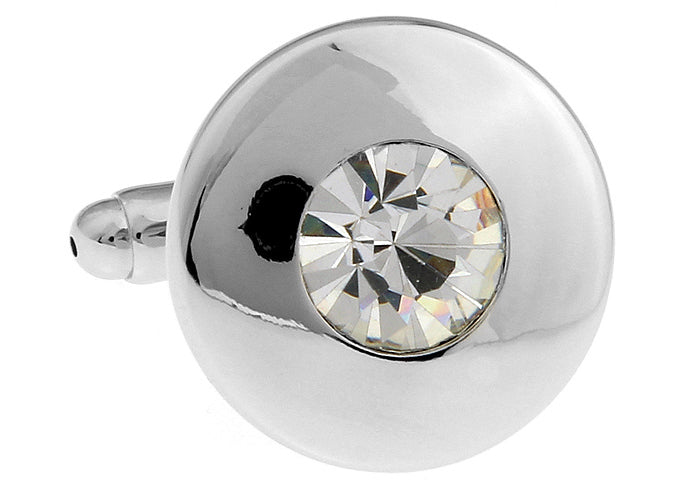 Shiny Band Cufflinks Diamond Cut Clear Swiss Crystals Silver Designer Clear Crystal Sparkle Big Crystal Statement Cufflinks