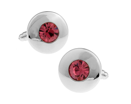 Jazzberry Crystal Cufflinks Big Center Cut Crystal with Silver Trim Cuff Links